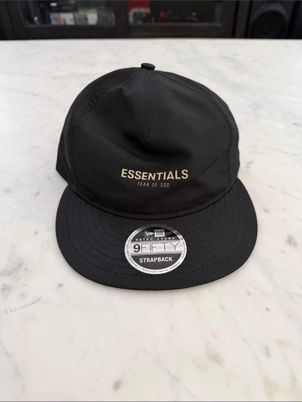 Essentials Fear of God Black Strapback Hat